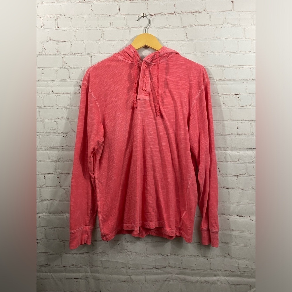 Old Navy Coral Burnout Long Sleeve Hoodie Mens Size Small Oversized Cotton Tee